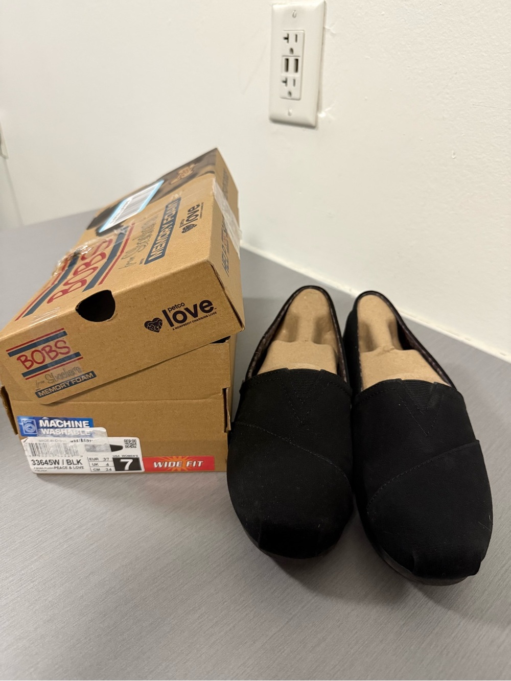 BOBS from Skechers Black Slip-On Canvas Flats